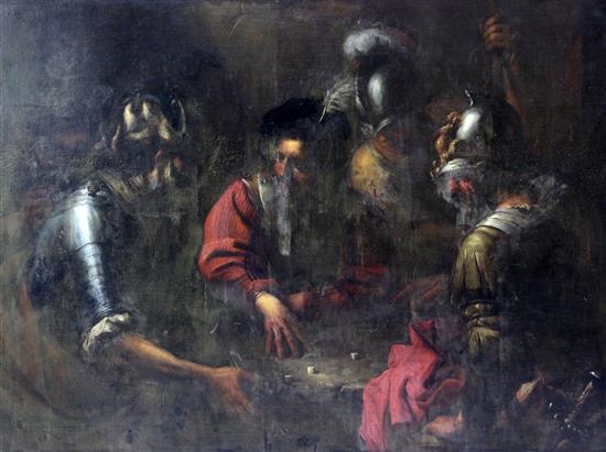 Follower of Salvator Rosa (1615-1673) Soldiers Playing Dice, 47.5 x 66in.